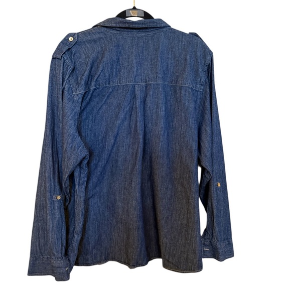 Jones New York Dark Blue Button-Down Top 2X - Picture 3 of 5